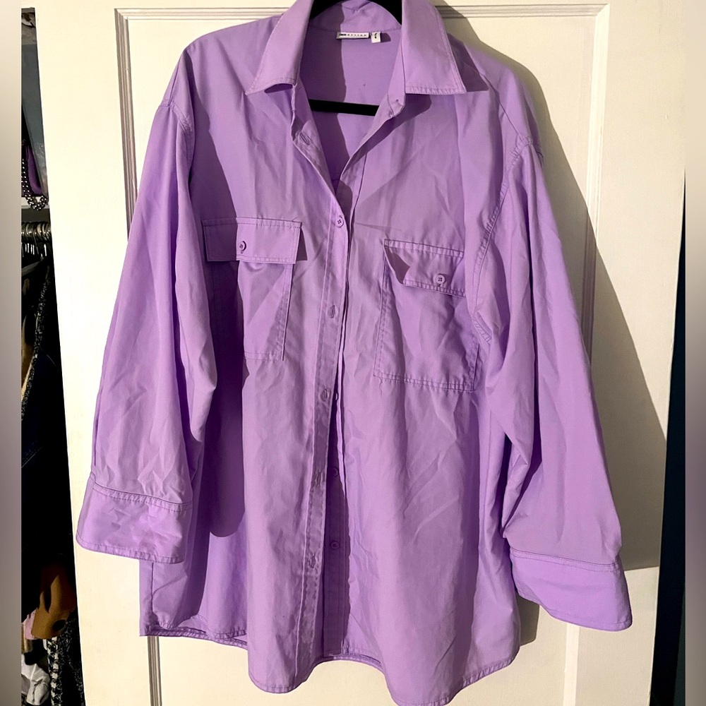 Lilac over sizes button down